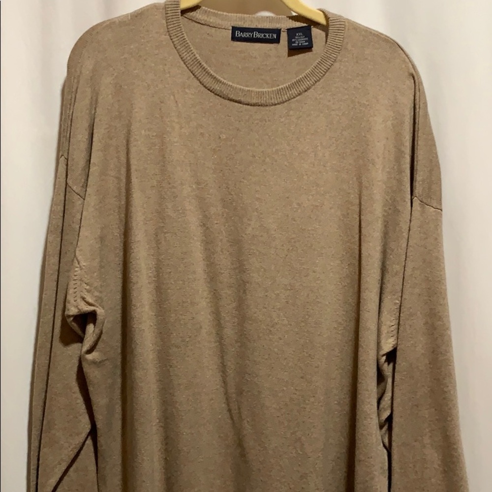 BARRY BRICKEN SWEATER  SZ XXL TAN SILK/CASHMERE